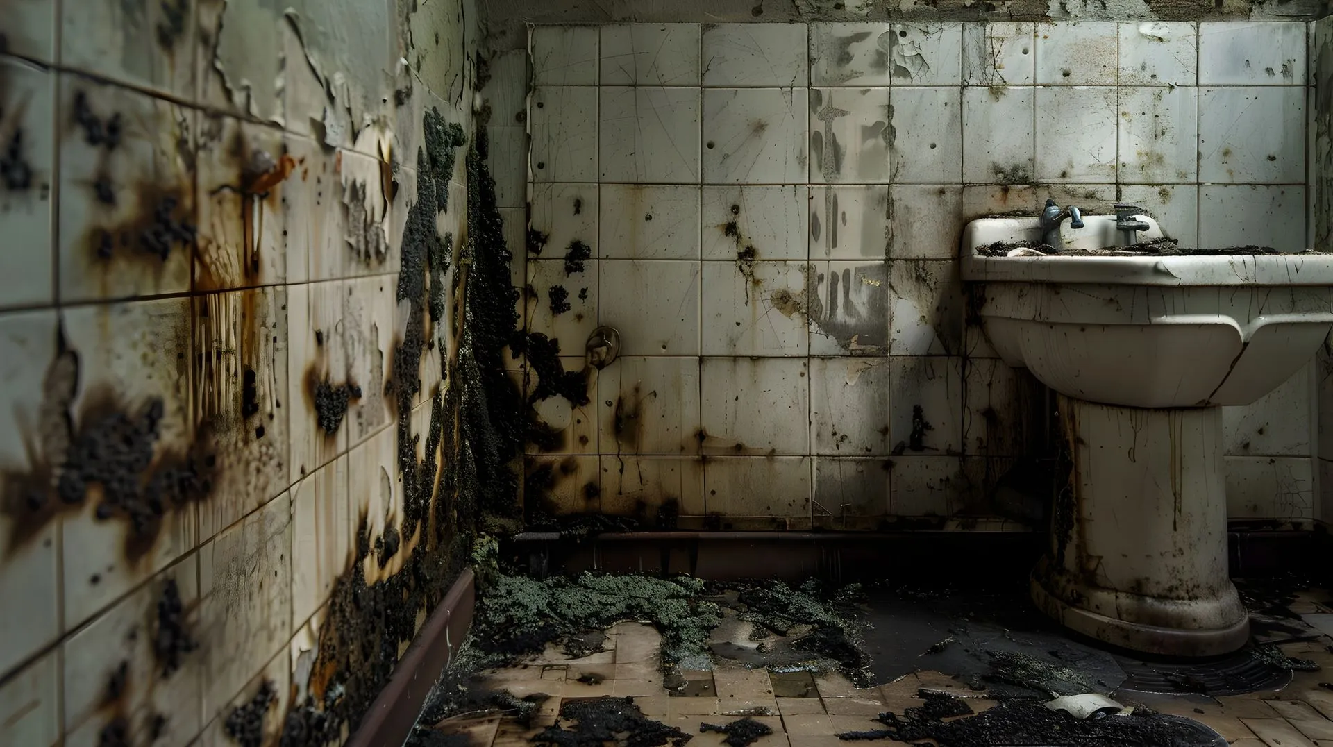 sewage overflow in a bathroom